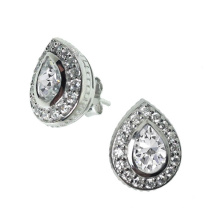 Pera Halo pendientes de perlas 925 joyería de plata